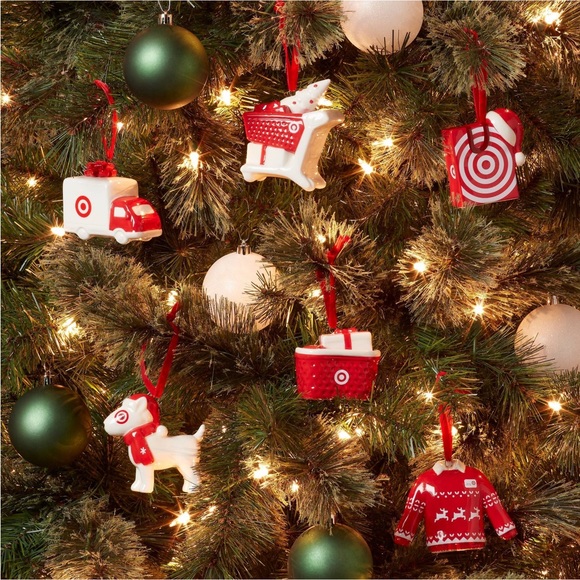 Target Themed Ceramic Ornament Set HTF - Picture 2 of 14